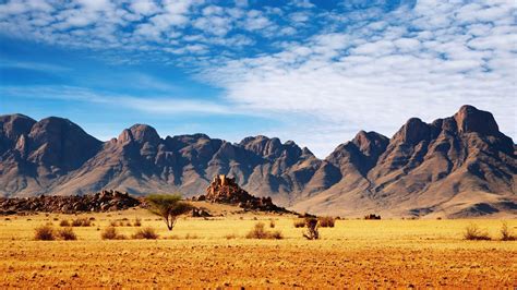 Nature Landscape Mountain Clouds Namibia Africa Desert Rock