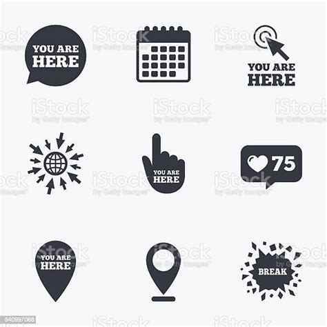 You Are Here Icons Info Speech Bubble Sign Stock Illustration