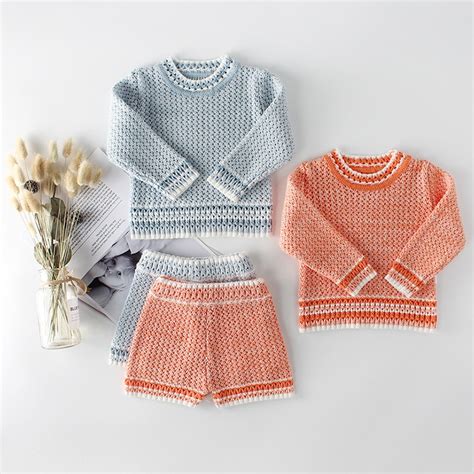 Baby Girls Boys 100 Cotton Knitted Clothes Sets Autumn