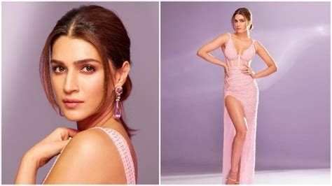 Kriti Sanon Aces The Soft Glam Look In Nude Pink Bustier Thigh High