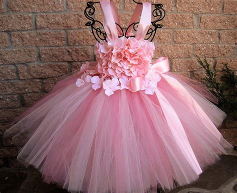 BABY PINK FLOWERS Pink Tutu Dress Flower Girl Gown Pageant Girl Outfit First Birthday