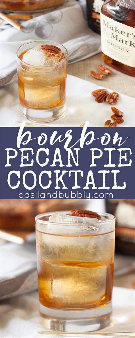 This white christmas bourbon smash cocktail recipe is the perfect holiday drink! Bourbon Pecan Pie Cocktail - Basil And Bubbly