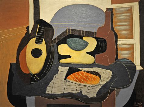In cubist painting, objects and figures are broken down into distinct (left) georges braque, still life with tenora, 1913. Pablo Picasso - Still Life with Mandolin and Galette [1924 ...