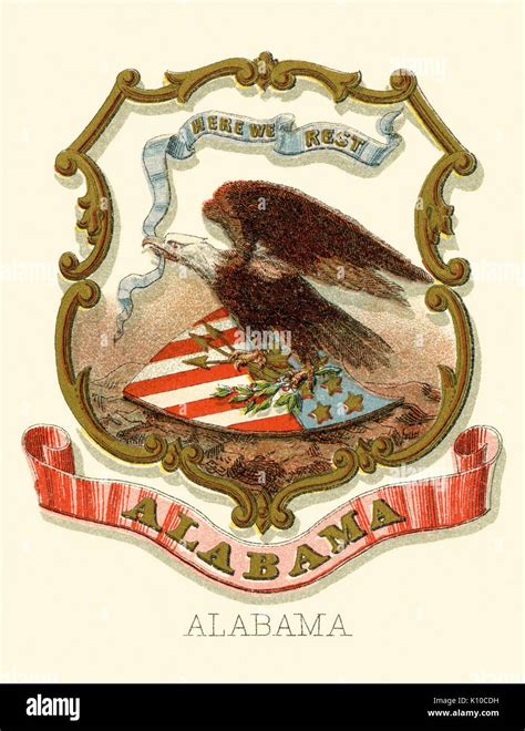 Alabama State Coat Of Arms Illustrated 1876 Stock Photo Alamy
