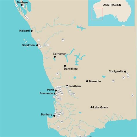 Map Of Southwestern Australia Showing The Historical Collection Points