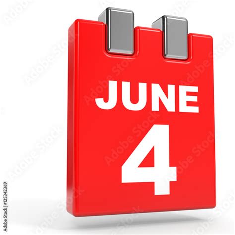 June 4 Calendar On White Background Stock Photo And Royalty Free
