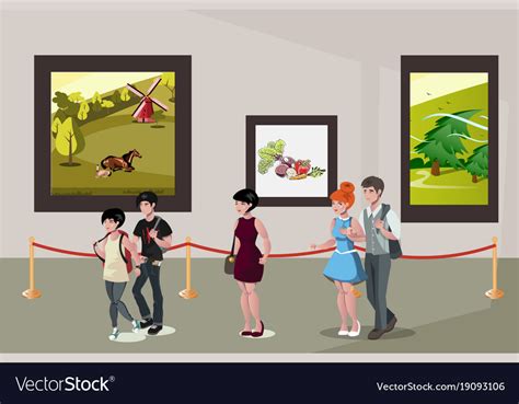People Inside A Museum Royalty Free Vector Image