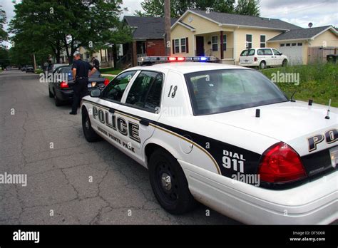 Grosse Pointe Park police department cars in a Detroit street, Michigan