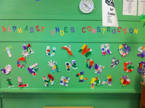 Students will be able to identify the letter of the alphabet that begins their name. Alphabet under construction(preschool craft 2013 ...
