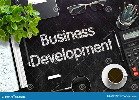 Black Chalkboard With Business Development 3d Rendering Stock