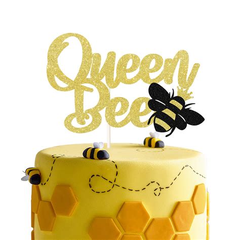 buy gold glitter queen bee cake topper bumble bee themed happy birthday decor mother s