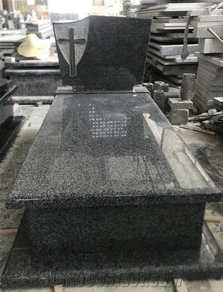 New G654 Padang Dark Grey Granite Cross Tombstone From China