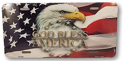 God Bless America Eagle And Flag Design Novelty Vanity License Plate
