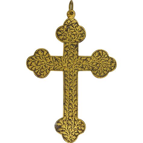 Victorian Gold Leaf Inlaid Gothic Style Cross Suzys