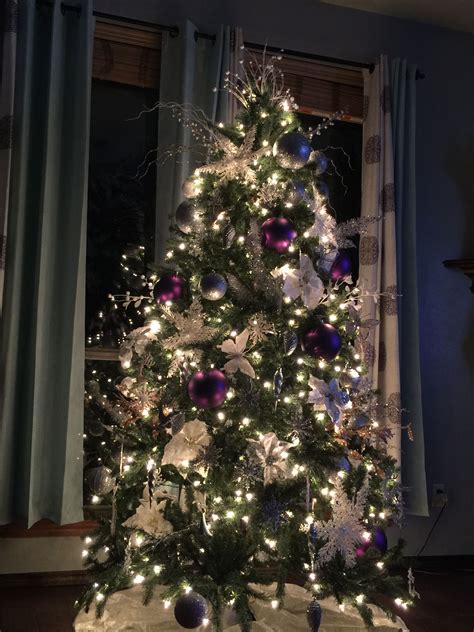 Christmas Tree 2017 Silver White Purple And Gold Gold And Silver