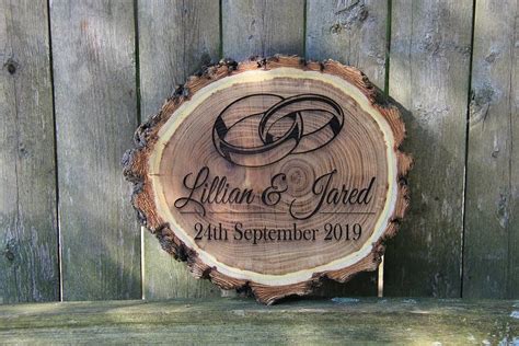 Personalized Engraved Rustic Log Plaque Custom Wood Wedding Etsy