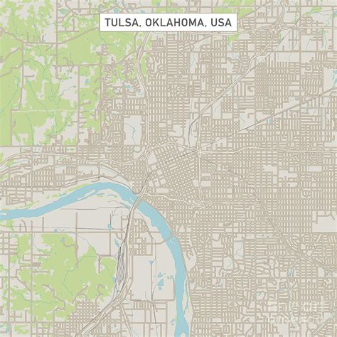 Tulsa Oklahoma Us City Street Map Digital Art By Frank Ramspott Pixels