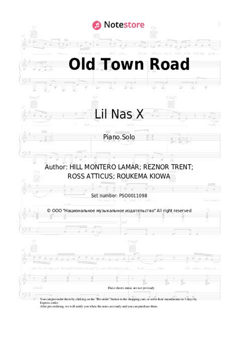 Lil Nas X Old Town Road Piano Sheet Music On Note Store Com Piano