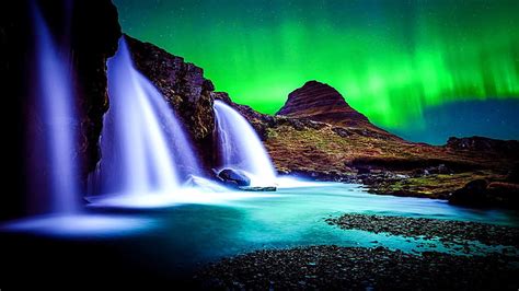 Hd Wallpaper Green Sky Aurora Borealis Night Northern Lights