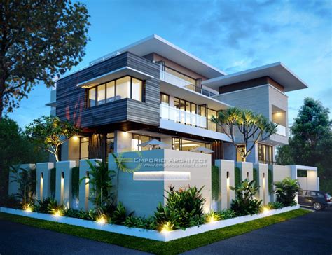 Desain rumah 3 lantai minimalis tropis karya terkait : Desain Rumah dengan Atap Datar Jasa Arsitek