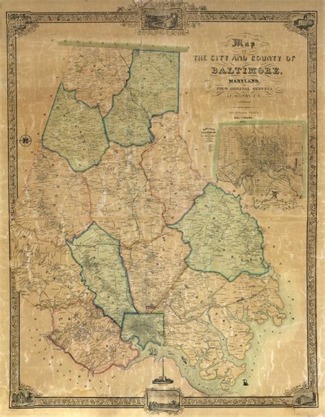 The First Printed Map Of Baltimore County Rare And Antique