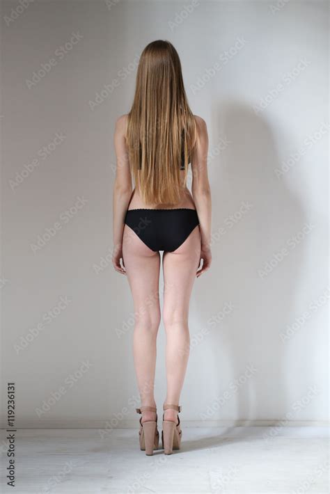 Naked Girl Standing Back White Background Stock Photo Adobe Stock