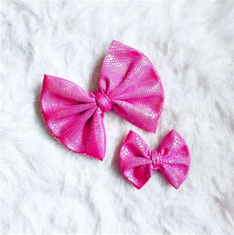 Hot Pink Hair Bow Pink Shimmer Hair Bow Big Bow Clip Piggy Etsy