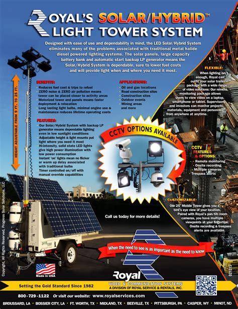 Solar Hybrid Light Tower Brochure Royal Video And Communication Systems