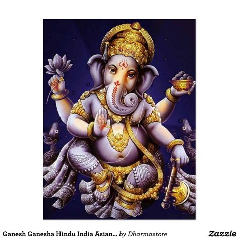 Ganesh Ganesha Hindu India Asian Elephant Deity Postcard