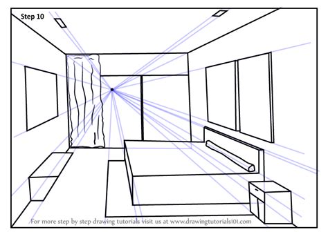 Step By Step How To Draw One Point Perspective Bedroom