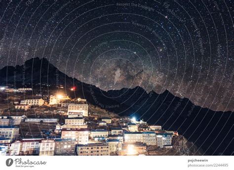 Milky Way Over Mountain Range At Namche Barzaarnepal A Royalty Free