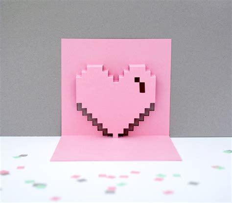 Sliding heart greeting card ideas | diy paper crafts by giulia art in cards. Express Geek Love With DIY Pop-Up Pixel Valentines ...