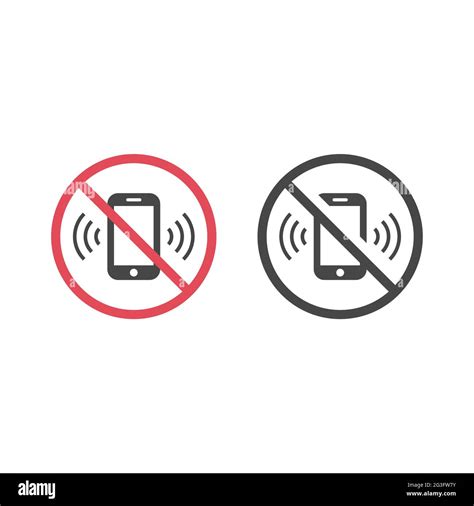 No Phones Ringing Red Prohibition Sign Do Not Use Phone Vector Icon
