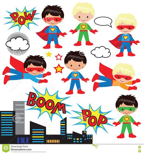 Boys And Girls As Superheroes Stock Vector Illustration Of Speech