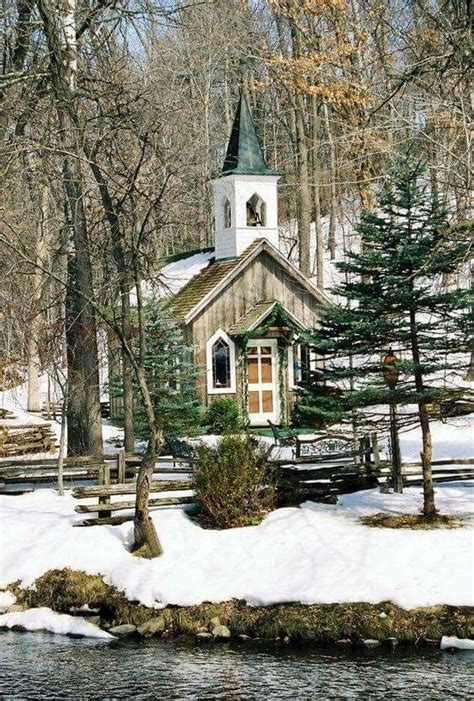 Snowy Chapel In The Woods Old Country Churches Church Steeple