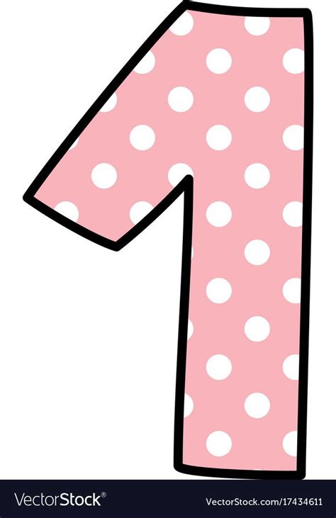 Number 1 With White Polka Dots On Pastel Pink Vector Image On