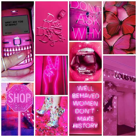 Hot Pink Aesthetic Wall Collage Kit 50pcs Bright Pink Etsy