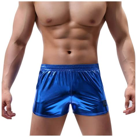 Biziza Boxer Briefs For Men Solid Holographic Shiny Low Rise Bikinis