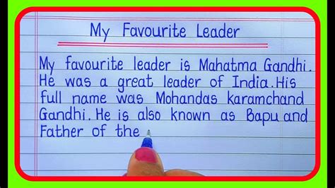 Essay On My Favourite Leader Mahatma Gandhimy Favourite National