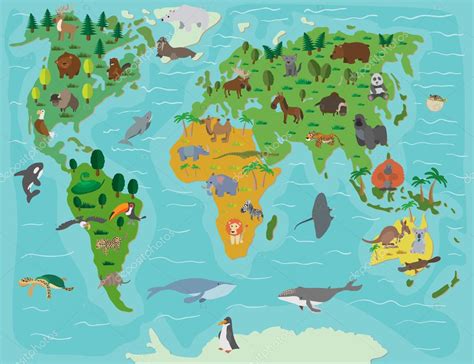 Dibujos Mapas Del Mundo Mundo Animal Mapa De Dibujos Animados