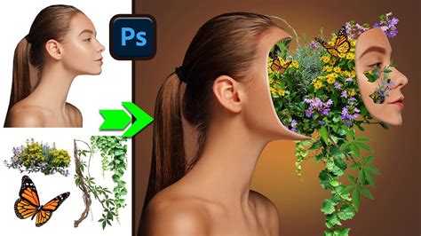 Photo Editing Flower Plant Face Portrait Effect Photoshop Tutorial