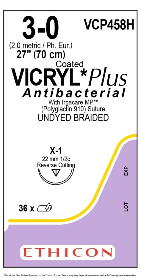 Vcp458h Coated Vicryl Plus Antibacterial Polyglactin 910 Suture