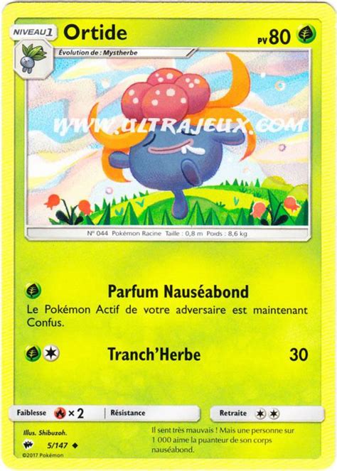 Ortide 5178 Carte Pokémon Cartes à Lunité Français Ultrajeux