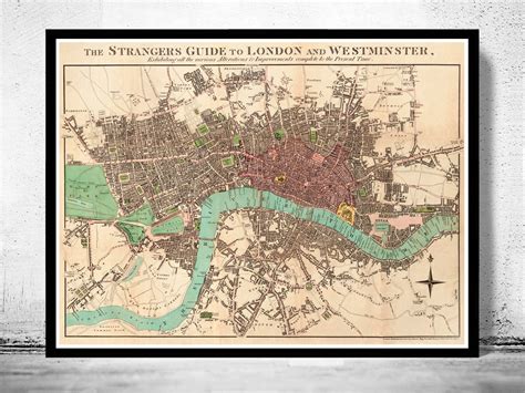 Old Map Of London Map 1806 Vintage Map Vintage Poster Wall Etsy Old
