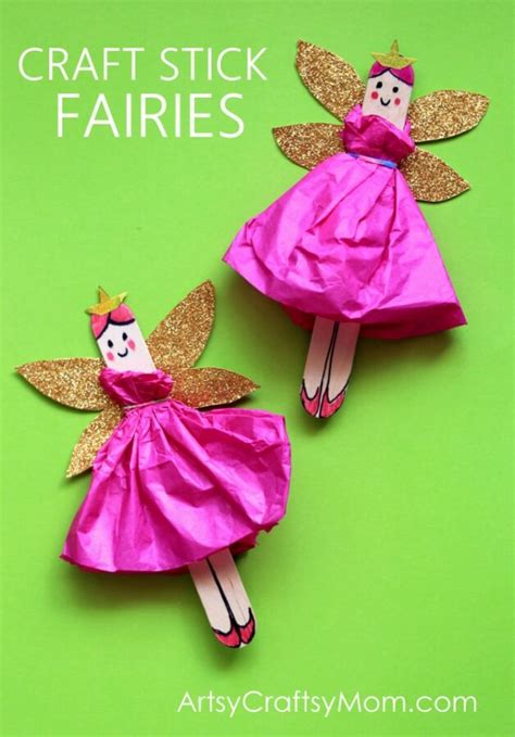 Diy Craft Stick Fairy Craft For Kids With Glitter Wings A Video Tutorial