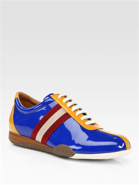 Lyst Bally Freenew Patent Leather Sneakers In Blue For Men
