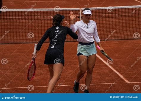 Tennis Players Marta Kostyuk R UKR and Elena-Gabriela Ruse ROU in