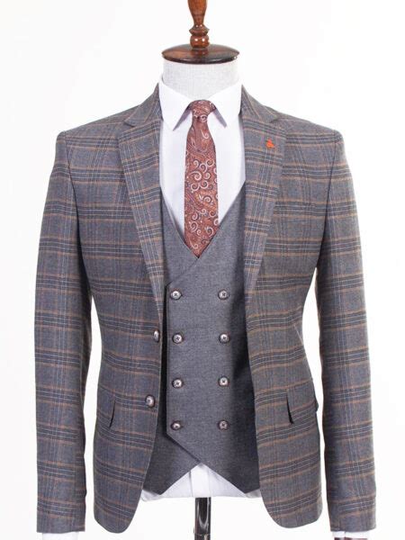 buy gray slim fit plaid suit by bespokedailyshop worldwide shipping