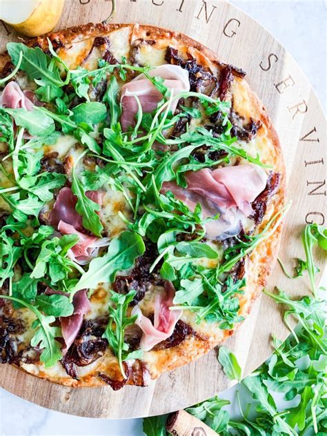 Pear Prosciutto And Caramelized Red Wine Onions Gourmet Pizza