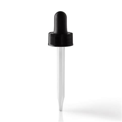 89mm Clear Glass Pipette Dropper Assembly Black Rubber Bulb Bulk